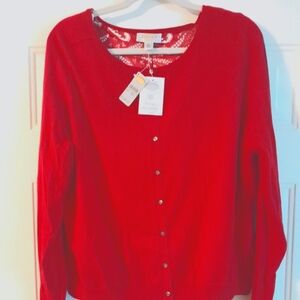 Talbots XL Petite Red Cardigan With Silk Linning